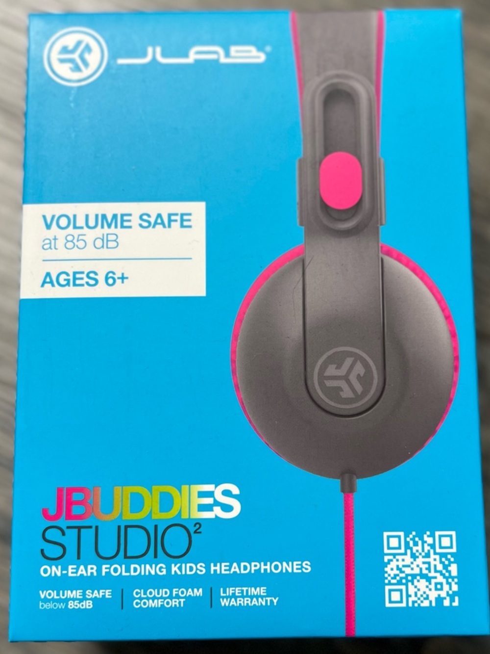 JLab JBuddies Studio2 Kids On-Ear Headphones - Gray & Pink